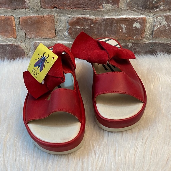 NWT FLY London Red Leather Sandals, Size 10.5/11 - Picture 10 of 17